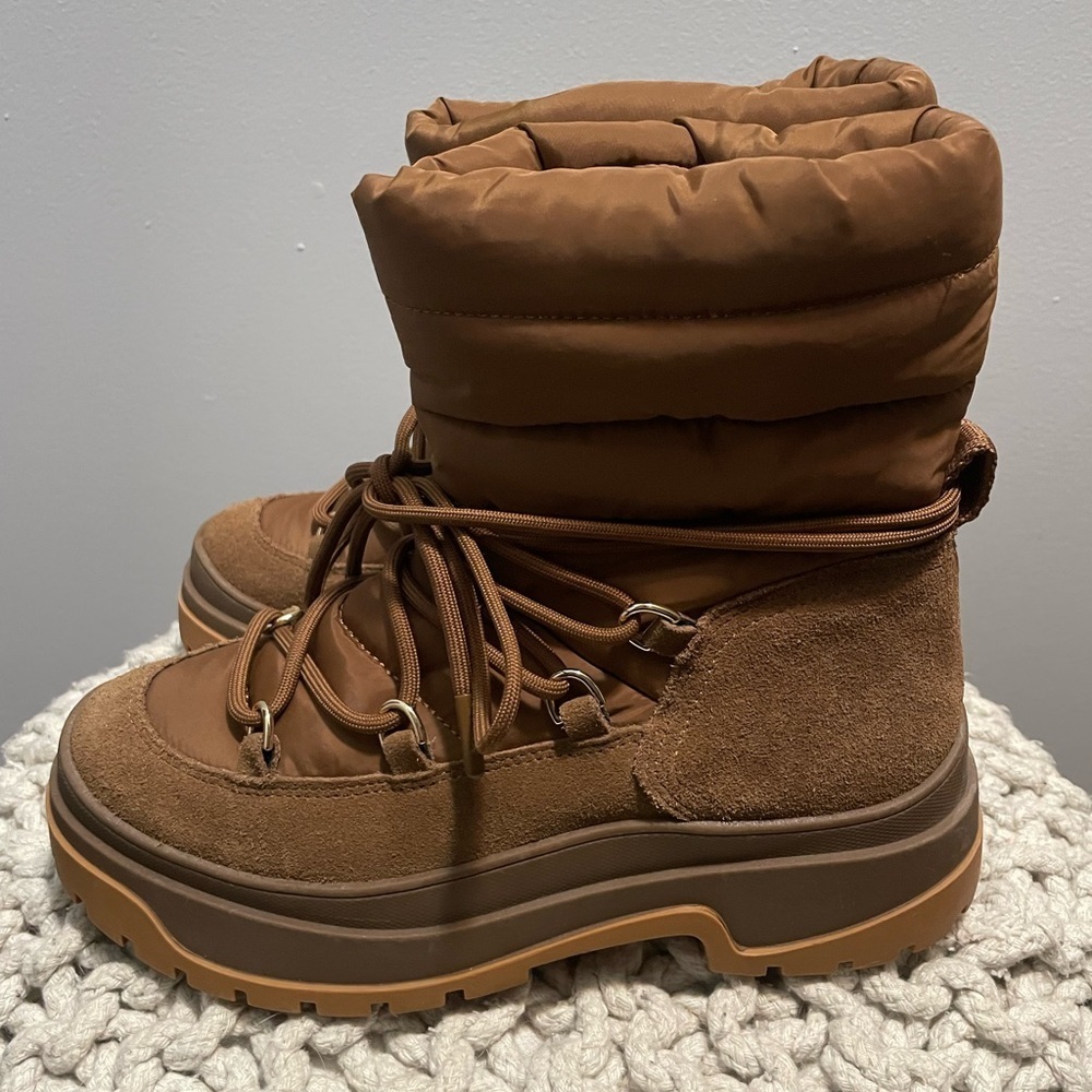 Zara Women’s Size 7.5 (38) Brown Puffer Boots NWOT fits more like an 8!!